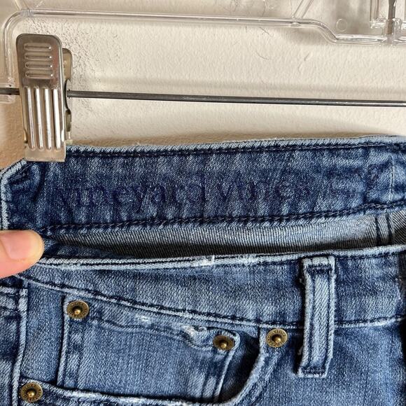 Vineyard Vines Womens Jeans Size 00 Straight Crop Raw Hem Distressed Medium Wash - Picture 3 of 5